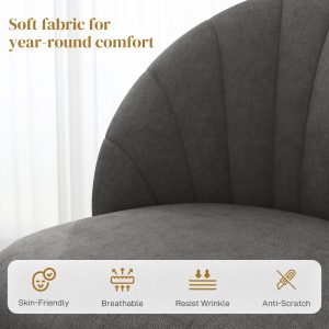 HOMCOM Modern Dining Chairs Set of 4, Upholstered Dining Room Chairs with Metal Legs, Shell Backrest, Padded Seat, Dark Grey - Image 5