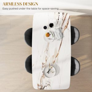 HOMCOM Modern Dining Chairs Set of 4, Upholstered Dining Room Chairs with Metal Legs, Shell Backrest, Padded Seat, Dark Grey - Image 7