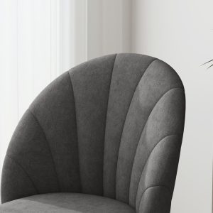 HOMCOM Modern Dining Chairs Set of 4, Upholstered Dining Room Chairs with Metal Legs, Shell Backrest, Padded Seat, Dark Grey - Image 10