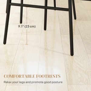 HOMCOM Rattan Counter Height Bar Stools Set of 2, 26" Counter Stools with Back, Modern Bar Chairs for Kitchen Island, Brown - Image 5