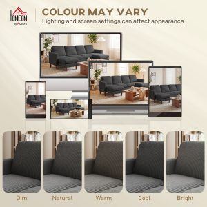 HOMCOM Sectional Sofa, Corduroy U Shaped Couch with Double Chaise and Spring Cushions, 2200lb Capacity, Dark Grey - Image 7