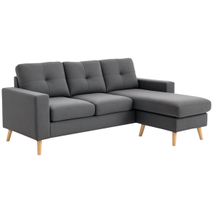 HOMCOM Sectional Sofa Couch, L Shaped Couch with Reversible Chaise, Wooden Legs for Living Room, Bedroom, Dark Grey - Image 5