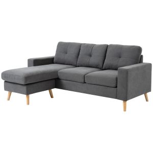 HOMCOM Sectional Sofa Couch, L Shaped Couch with Reversible Chaise, Wooden Legs for Living Room, Bedroom, Dark Grey - Image 14