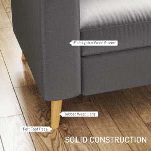 HOMCOM Sectional Sofa Couch, L Shaped Couch with Reversible Chaise, Wooden Legs for Living Room, Bedroom, Dark Grey - Image 9