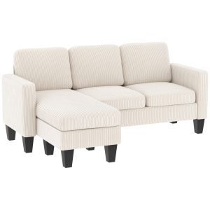 HOMCOM Sectional Sofa, L Shaped Couch, with Changeable Chaise or Ottoman, Cream White - Image 11