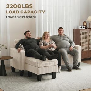 HOMCOM Sectional Sofa, L Shaped Couch, with Changeable Chaise or Ottoman, Cream White - Image 7