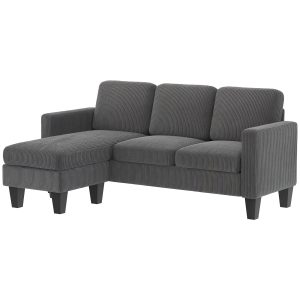 HOMCOM Sectional Sofa, L Shaped Couch, with Changeable Chaise or Ottoman, Dark Grey - Image 2
