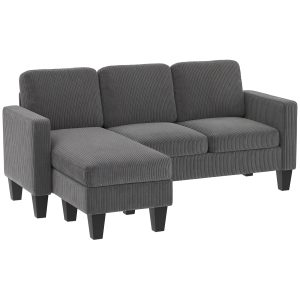 HOMCOM Sectional Sofa, L Shaped Couch, with Changeable Chaise or Ottoman, Dark Grey - Image 11