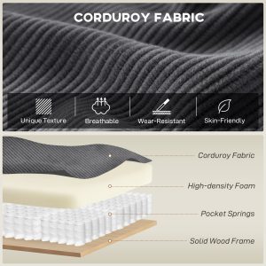 HOMCOM Sectional Sofa, L Shaped Couch, with Changeable Chaise or Ottoman, Dark Grey - Image 35