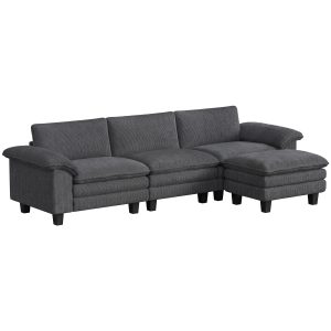 HOMCOM Sectional Sofa, L Shaped Couch with Deep Seat, Movable Ottoman and Pillow-top Armrests, Dark Grey - Image 17