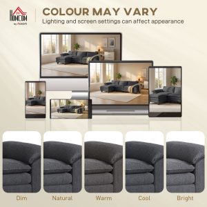 HOMCOM Sectional Sofa, L Shaped Couch with Deep Seat, Movable Ottoman and Pillow-top Armrests, Dark Grey - Image 30