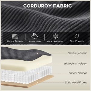 HOMCOM Sectional Sofa, L Shaped Couch with Deep Seat, Movable Ottoman and Pillow-top Armrests, Dark Grey - Image 28