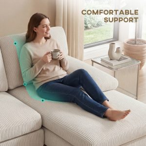 HOMCOM Sectional Sofa, U Shaped Couch with Double Chaise, Pillow-top Armrests and Spring Cushions, 2200lb Capacity, Beige - Image 25