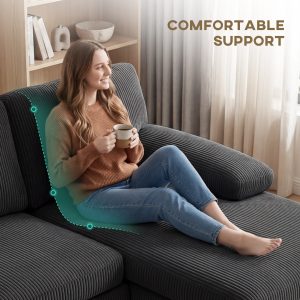 HOMCOM Sectional Sofa, U Shaped Couch with Double Chaise, Pillow-top Armrests and Spring Cushions, 2200lb Capacity, Dark Grey - Image 15