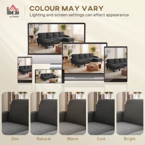 HOMCOM Sectional Sofa, U Shaped Couch with Double Chaise, Pillow-top Armrests and Spring Cushions, 2200lb Capacity, Dark Grey - Image 17