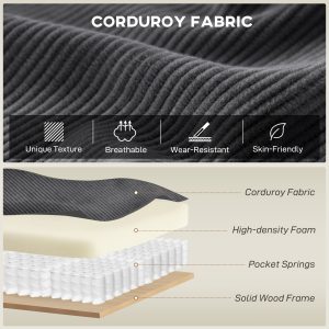 HOMCOM Sectional Sofa, U Shaped Couch with Double Chaise, Pillow-top Armrests and Spring Cushions, 2200lb Capacity, Dark Grey - Image 4