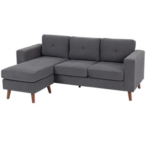 HOMCOM Sectional Sofa with Changeable Chaise Lounge, 3 Seat L-Shaped Small Space Sofa, Upholstered Couch for Small Space, Dark Grey - Image 16