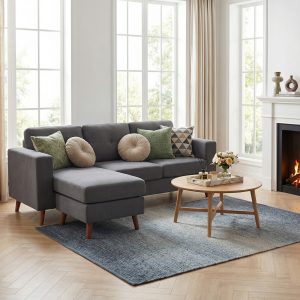 HOMCOM Sectional Sofa with Changeable Chaise Lounge, 3 Seat L-Shaped Small Space Sofa, Upholstered Couch for Small Space, Dark Grey - Image 22