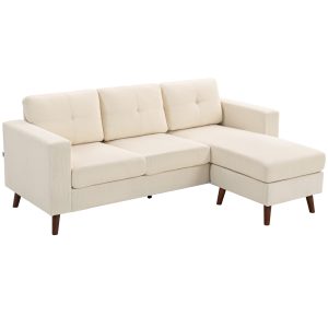 HOMCOM Sectional Sofa with Changeable Chaise Lounge, 3 Seat L-Shaped Sofa, Upholstered Couch for Small Space, Cream White - Image 31