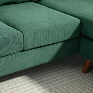 HOMCOM Sectional Sofa with Changeable Chaise Lounge, 3 Seat L-Shaped Sofa, Upholstered Couch for Small Space, Dark Green - Image 12