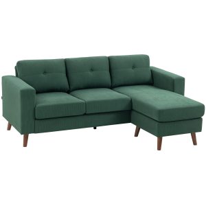 HOMCOM Sectional Sofa with Changeable Chaise Lounge, 3 Seat L-Shaped Sofa, Upholstered Couch for Small Space, Dark Green - Image 23