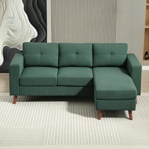 HOMCOM Sectional Sofa with Changeable Chaise Lounge, 3 Seat L-Shaped Sofa, Upholstered Couch for Small Space, Dark Green - Image 19