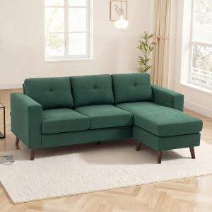 HOMCOM Sectional Sofa with Changeable Chaise Lounge, 3 Seat L-Shaped Sofa, Upholstered Couch for Small Space, Dark Green - Image 22