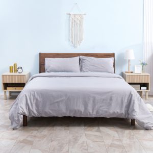 HOMCOM Set of 2 Bedroom Nightstands, Side Table with Storage Shelf and Drawer for Living Room, Bedroom, Natural Wood - Image 8