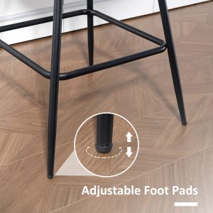 HOMCOM Set of 2 Counter Height Barstools, PU Leather Upholstered Bar Stools with Backrest, Footrest and Steel Legs, Brown - Image 9