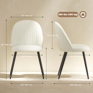 HOMCOM Set of 4 Modern Dining Chairs, Velvet Upholstered Kitchen Chairs with Steel Legs for Living Room, Cream White - Image 3