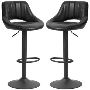 HOMCOM Swivel Bar Stools Set of 2, Faux Leather Upholstered Counter Height Barstools with Round Metal Base - Image 11
