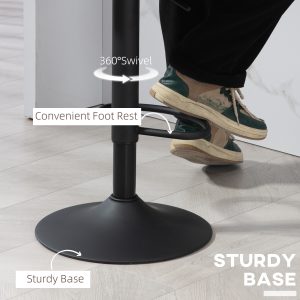 HOMCOM Swivel Bar Stools Set of 2, Faux Leather Upholstered Counter Height Barstools with Round Metal Base - Image 6