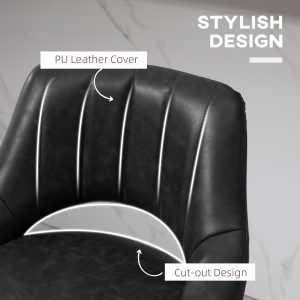 HOMCOM Swivel Bar Stools Set of 2, Faux Leather Upholstered Counter Height Barstools with Round Metal Base - Image 7