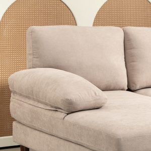 HOMCOM U Shape Couch with Double Chaise Lounge, Modern 4 Seater Sofa with Wooden Legs, Fabric Sofa for Living Room, Beige - Image 28