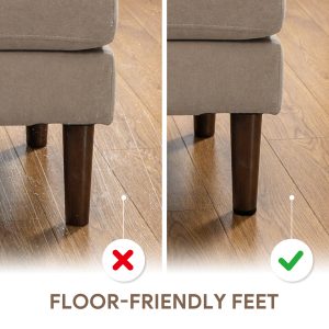 HOMCOM U Shape Couch with Double Chaise Lounge, Modern 4 Seater Sofa with Wooden Legs, Fabric Sofa for Living Room, Beige - Image 20