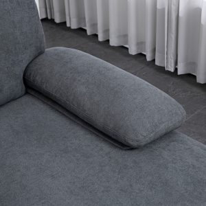 HOMCOM U Shape Couch with Double Chaise Lounge, Modern 4 Seater Sofa with Wooden Legs, Fabric Sofa for Living Room, Dark Grey - Image 9