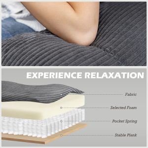 HOMCOM U Shape Couch with Double Chaise Lounge, Modern 4 Seater Sofa with Wooden Legs, Fabric Sofa for Living Room, Dark Grey - Image 16