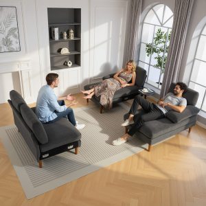 HOMCOM U Shape Couch with Double Chaise Lounge, Modern 4 Seater Sofa with Wooden Legs, Fabric Sofa for Living Room, Dark Grey - Image 19