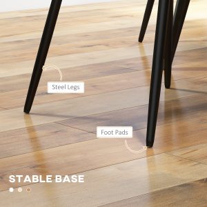 HOMCOM Upholstered Kitchen Chairs, Modern Dining Chairs Set of 4 with Diamond Tufting and Steel Legs for Dining Room, Grey - Image 6