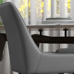 HOMCOM Upholstered Kitchen Chairs, Modern Dining Chairs Set of 4 with Diamond Tufting and Steel Legs for Dining Room, Grey - Image 9