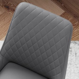 HOMCOM Upholstered Kitchen Chairs, Modern Dining Chairs Set of 4 with Diamond Tufting and Steel Legs for Dining Room, Grey - Image 10