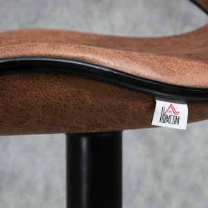HOMCOM Vintage Set of 2 Microfiber Cloth Adjustable Bar Height Stools with Swivel Seat, Brown - Image 10