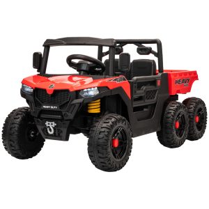 Qaba 24V 4WD Kids Ride On Truck with 6 Wheels Electric Ride On Car with Remote, Dump Bed for 3-8 Years, Red - Image 2