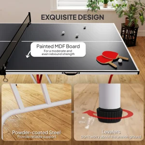 Soozier 9' x 5' Full Size Table Tennis Table, Folding Ping Pong Table with Paddles and Balls, Dark Grey - Image 5