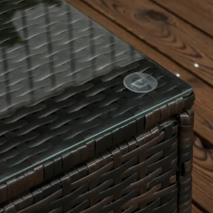 Outsunny 3 Pieces Patio Furniture Set with Cushions, Outdoor PE Rattan Wicker Conversation Corner Sofa Set with Glass Top Table and Adjustable Foot for Garden, Lawn, Cream White - Image 8