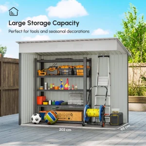 Outsunny 7' x 4' Outdoor Storage Shed, Metal Garden Tool Storage House Organizer with Lockable Sliding Doors and Vents for Backyard Patio Lawn, Charcoal Grey - Image 6