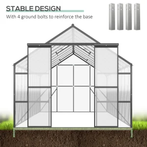 Outsunny 20' x 8' x 6.9' Walk-in Greenhouse with Adjustable Roof Vent, Rain Gutter and Sliding Door for Winter, Large Aluminum Greenhouse, Clear - Image 6