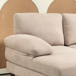 HOMCOM U Shape Couch with Double Chaise Lounge, Modern 4 Seater Sofa with Wooden Legs, Fabric Sofa for Living Room, Beige - Image 13