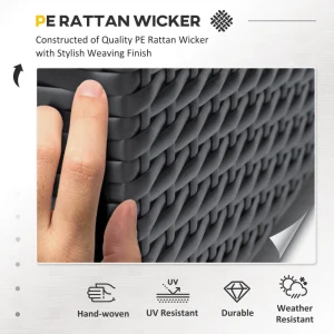 Outsunny 7 Pieces Patio Sofa Outdoor Wicker Sectional Patio Furniture, Dark Brown & Beige - Image 10