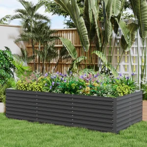 8' x 4' x 2' Raised Garden Bed, Galvanized Planter Box for Growing Flowers, Herbs and Vegetables, Dark Grey - Image 3